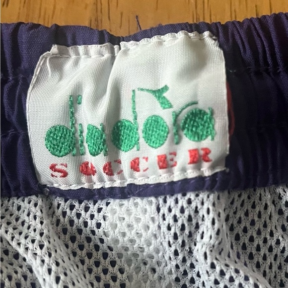 Diadora vintage nylon soccer pants, purple with drawstring and elastic waist, XL - Picture 3 of 6